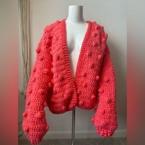 Vibrant Coral Knit Cape